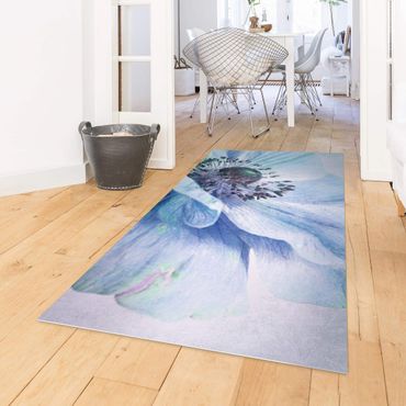 Vinyl Floor Mat - Flower In Turquoise - Portrait Format 1:2
