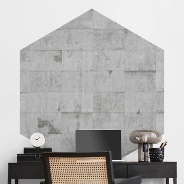 Self-adhesive hexagonal wall mural - Concrete Brick Look Gray