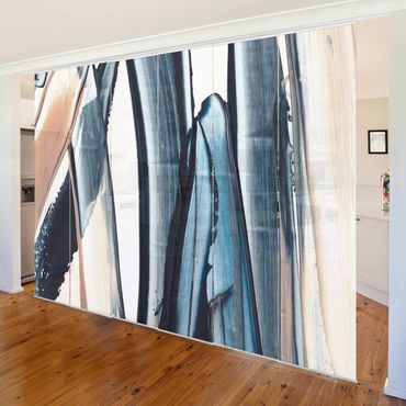 Sliding panel curtains set - Blue And Beige Stripes - Panel