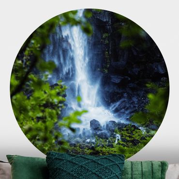 Self-adhesive round wallpaper - View Of Waterfall