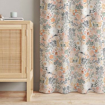 Curtain - Sea of Flowers In Apricot Pink