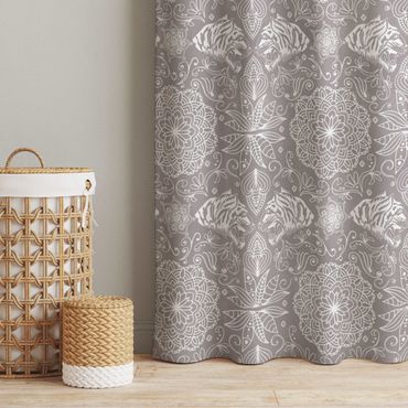 Curtain - Boho Tiger Pattern With Mandala In Warm Grey