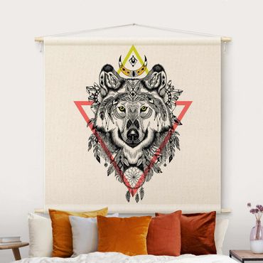 Tapestry - Boho Wolf With Dreamcatcher