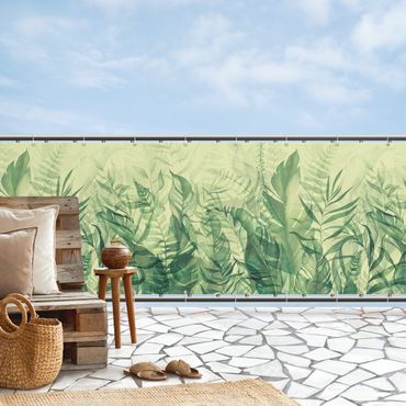 Balcony privacy screen - Botany - Tropical Leaves Yellow Green