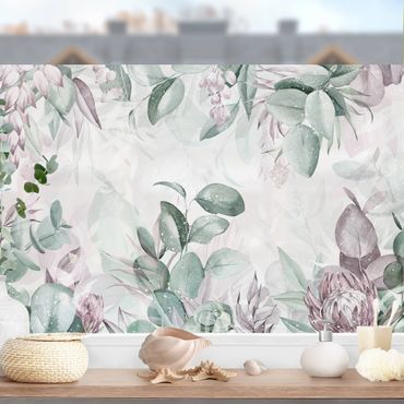 Window decoration - Botany In Pastel Green & Pink