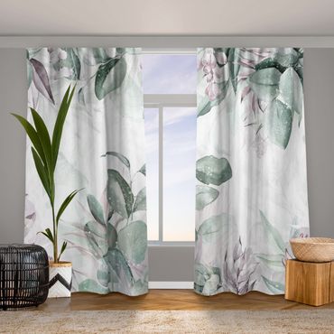 Curtain - Botany In Pastel Green & Pink