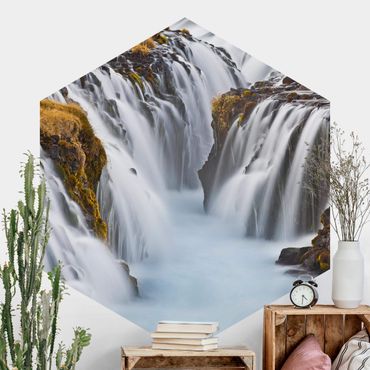 Self-adhesive hexagonal pattern wallpaper - Brúarfoss Waterfall In Iceland