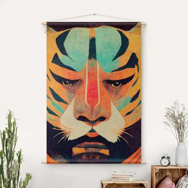 Tapestry - Colourful Tiger Illustration