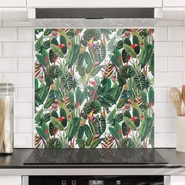 Splashback - Colourful Tropical Rainforest Pattern - Square 1:1