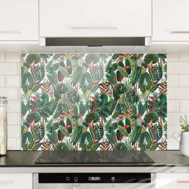 Splashback - Colourful Tropical Rainforest Pattern - Landscape format 3:2
