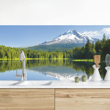 Kitchen wall cladding - Volcano With Water Reflection