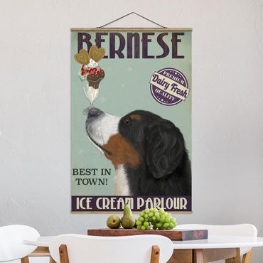 Fabric print with poster hangers - Bernese Mountain Dog With Ice
