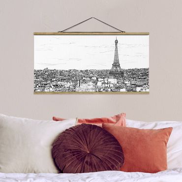 Fabric print with poster hangers - City Study - Paris