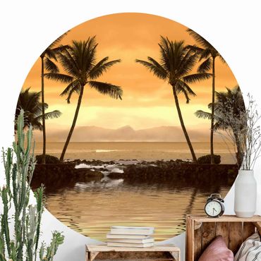 Self-adhesive round wallpaper - Caribbean Sunset I