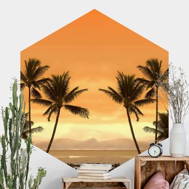 Self-adhesive hexagonal pattern wallpaper - Caribbean Sunset II