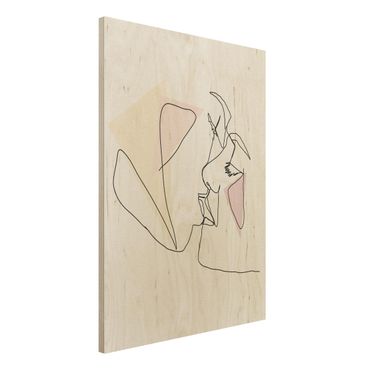 Print on wood - Kiss Faces Line Art