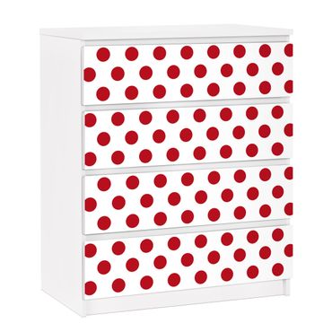 Adhesive film for furniture IKEA - Malm chest of 4x drawers - No.DS92 Dot Design Girly White