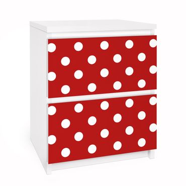 Adhesive film for furniture IKEA - Malm chest of 2x drawers - No.DS92 Dot Design Girly Red