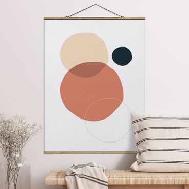 Fabric print with poster hangers - Line Art Circles Pastel