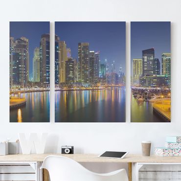 Print on canvas 3 parts - Dubai Night Skyline