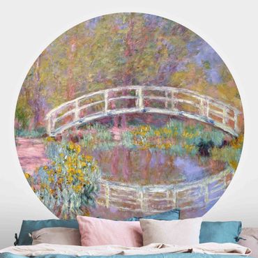 Self-adhesive round wallpaper - Claude Monet - Bridge Monet's Garden