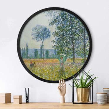 Circular framed print - Claude Monet - Fields In Spring