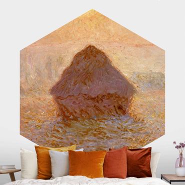 Self-adhesive hexagonal pattern wallpaper - Claude Monet - Haystack In The Mist