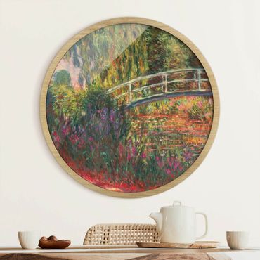 Circular framed print - Claude Monet - Japanese Bridge In The Garden Of Giverny