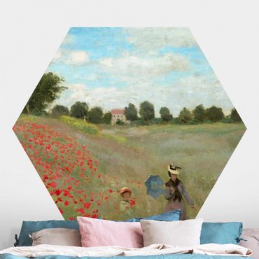 Self-adhesive hexagonal pattern wallpaper - Claude Monet - Poppy Field At Argenteuil