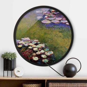 Circular framed print - Claude Monet - Water Lilies