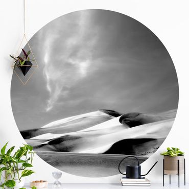 Self-adhesive round wallpaper - Colorado Dunes Black And White
