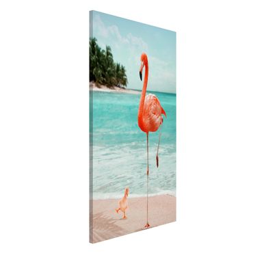 Magnetic memo board - Beach With Flamingo