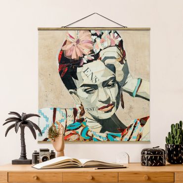 Fabric print with poster hangers - Frida Kahlo - Collage No.1
