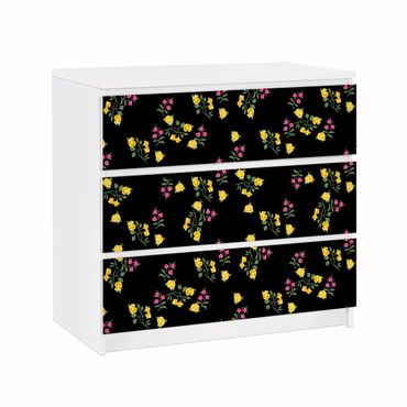 Adhesive film for furniture IKEA - Malm chest of 3x drawers - Mille Fleurs Pattern