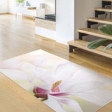 Vinyl Floor Mat - Delicate Magnolia Flowers - Landscape Format 2:1