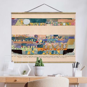Fabric print with poster hangers - Paul Klee - High and bright the Moon stands...