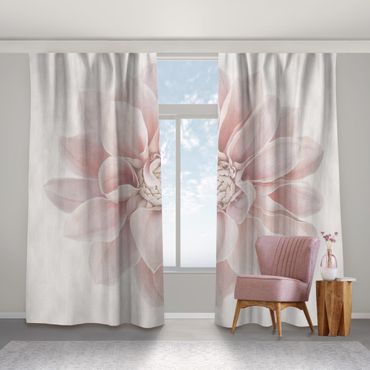 Curtain - Dahlia Flower Pastel White Pink