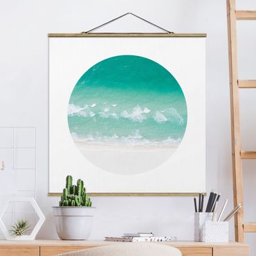 Fabric print with poster hangers - The Ocean In A Circle - Square 1:1