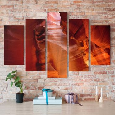 Print on canvas 5 parts - Light Beam In Antelope Canyon