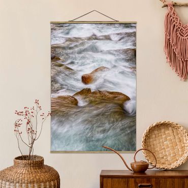 Fabric print with poster hangers - The Icy Mountain Stream - Portrait format 2:3