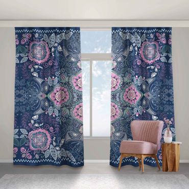 Curtain - Detailed Boho Pattern In Blue