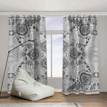 Curtain - Detailed Boho Pattern In Grey