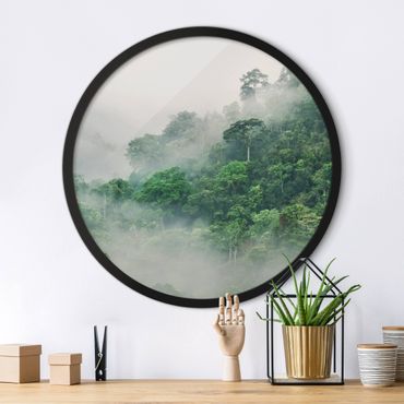 Circular framed print - Jungle In The Fog