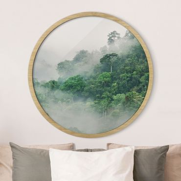 Circular framed print - Jungle In The Fog