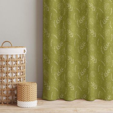 Curtain - Jungle Foliage In Lime Green
