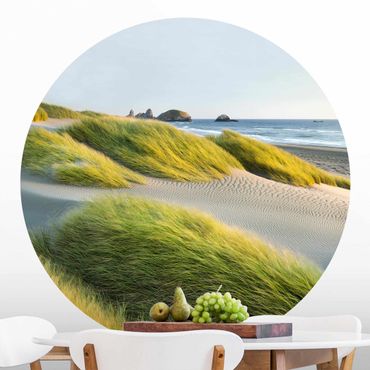 Self-adhesive round wallpaper beach - Dunes And Grasses At The Sea