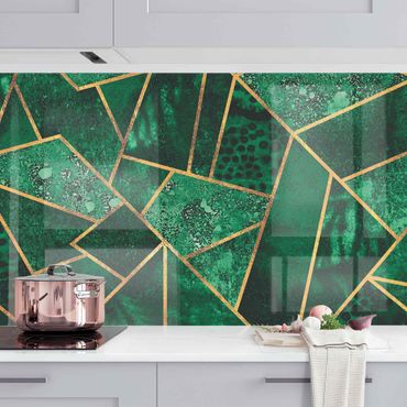 Kitchen wall cladding - Dark Emerald With Gold II