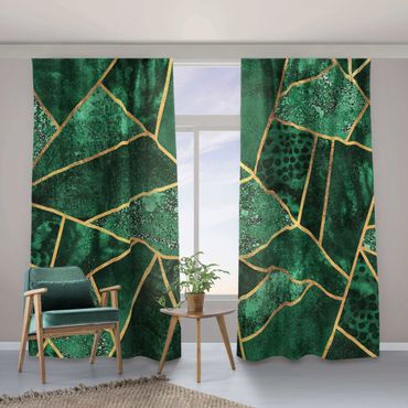 Curtain - Dark Emerald With Gold