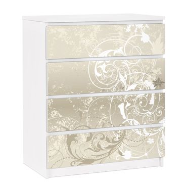 Adhesive film for furniture IKEA - Malm chest of 4x drawers - Mother Of Pearl Ornament Design