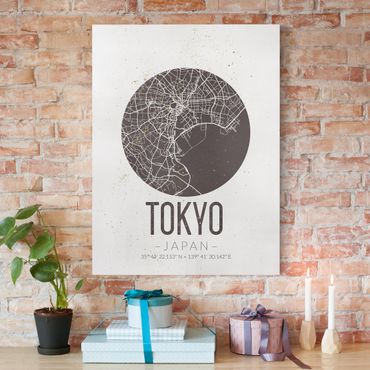 Print on canvas - Tokyo City Map - Retro